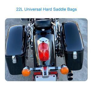 22L 오토바이 하드 새들백 (잠금장치 포함) 견고한 BS 플라스틱 범용 트렁크 사이드 수납 박스 캐리어 광택