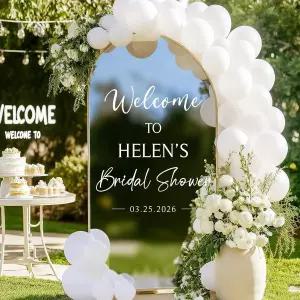 JarThenaAMCS 브라이덜 샤워 미러 데칼 환영 표지판 DIY 이름 날짜 제거 가능한 글자 결혼식 피로연 장식용