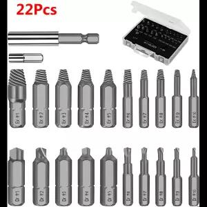 호환  손상된 나사 추출기 드릴 비트 세트 찢어진 나사 추출기 키트 깨진 볼트 추출기 자석 포함 22 개