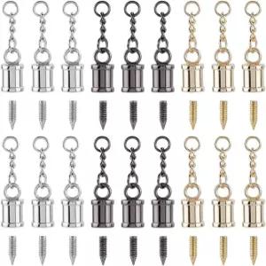 써니클루 1박스 18Pcs 3가지 색상 코드 엔드 캡 태슬 대량 실버 골드 금속 합금 팁 크림프 튜브 커버