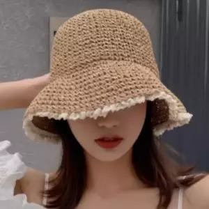 [JED] 여름 비치 돌돌이 해변 모자 레이스 왕골 여름 바캉스 밀짚모자 여성용 모자 자외선차단 소녀풍