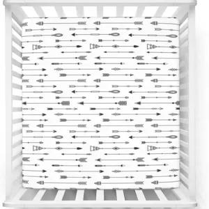 화살표 테마 장착 미니 침대 시트 휴대용 매우 부드러운 소재 소년 또는 방 보육원에 24인치 x 38인치 블랙