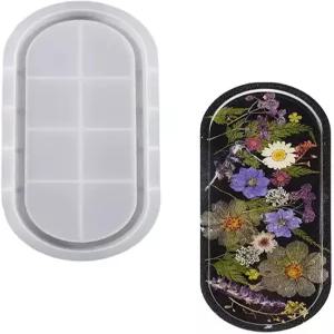 타원형 롤링 트레이 몰드 가장자리가 있는 대형 실리콘 보석 홀더용 코스터 콘크리트 캔들 홈 데코