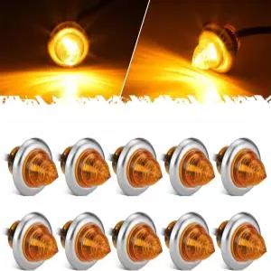 트레일러 트럭 캠퍼용 스테인리스 스틸 트림 베젤이 있는 파츠삼 10Pcs 3/4인치 원형 LED 사이드 마커