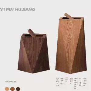 우드 나무 가정용 사무실 인테리어 사각 쓰레기통 카페