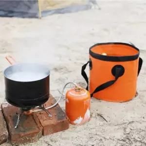 오렌지 10L 접이식 방수 물통 캠핑 버킷 설거지통 방