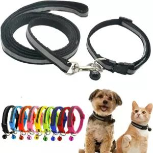 벨이 달린 강아지 목걸이와 목줄 세트 XXS Xs 소형 애완견용 기본 나일론 반사 고양이 동물 쓰레기 작은