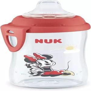 NUK 퍼스트 초이스 미니 마우스 액티브 컵 0 휴대용 클립이 있는 소프트 스파우트 시피 가볍고 누수 방지