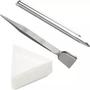 Kcgani 2개 공예 보석 구슬 다이아몬드 스쿱 세트 흰색 삽 삼각형 분류 트레이 은색 핸디 핀셋 진주 도구