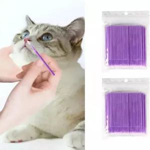 개와 고양이를 위한 마논 로사 애완동물 청소용 면봉 - 부드러운 PVC 스틱이 있는 나노 플록 코 귀 눈