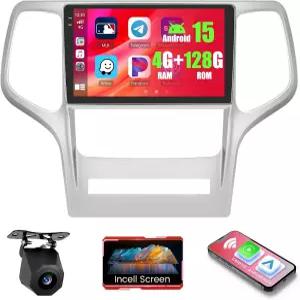 4+128GB 안드로이드 15 차량 라디오 지프 그랜드 체로키 2008-2013 무선 카플레이 오토 리얼디오 9인치