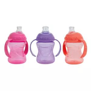 누비 3팩 양손 노스필 슈퍼 스파우트 그립 엔 Sip 컵 8 3PK 코랄 핑크 퍼플