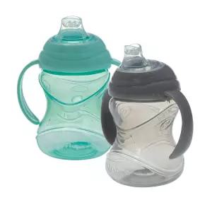 누비 클릭손잡이가 있는 부드러운 스파우트 트레이닝 시피 컵 (2팩) 0 4개월 이상 중립