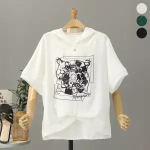 [모노시크] 웜베리 프린팅 메쉬 후드 티셔츠_MNTG652