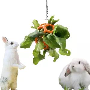 스테인리스 행거 세트가 포함된 토끼 간식 공 강화 장난감 고슴도치 거북이 기니 돼지 위한 채소 먹이