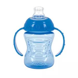 누비 그립 N Sip 2 핸들 소프트 스파우트 트레이너 컵 8 4개월 이상 파란색
