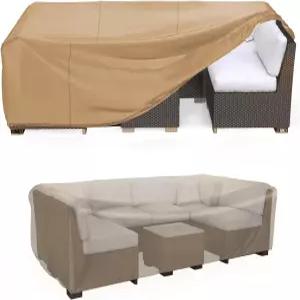 미스터리한드 헤비 듀티 파티오 가구 커버 야외 방수 단면 소파 세트 테이블 및 의자 62L×42W×28H 브라운