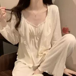 봄 잠옷 빅사이즈 무지 3피스 캡내장 끈나시 노브라 파자마 CC CC