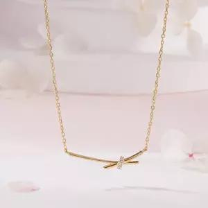 [비앤비골드] 14K 엑스 크로스 큐빅링 체인 목걸이 MNN42493