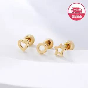 [비앤비골드] 당일발송 14K 미니 펀칭 모티브 피어싱 한쪽 JAE42461