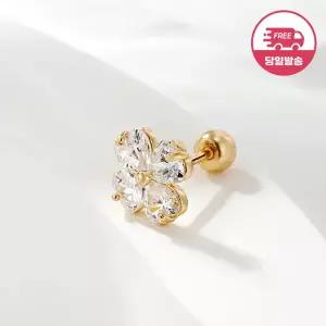 [비앤비골드] 당일발송 14K 하트 큐빅 플라워 피어싱 한쪽 JAE42452