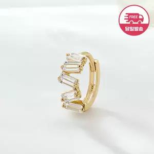 [비앤비골드] 당일발송 14K 지그재그 바게트 큐빅 링 피어싱 한쪽 JAE42482