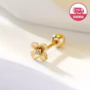 [비앤비골드] 당일발송 14K 미니 큐빅 윈드 플라워 피어싱 한쪽 JAE42455