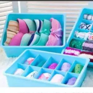 [생활] 속옷정리함 속옷 정리함 플라스틱 3종 세트 파랑