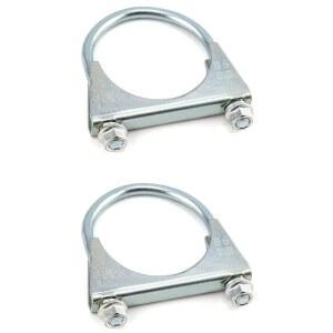 QWORK U-볼트 머플러 팁 배기 후크, 2팩 2-1/2인치 OD 카본 스틸 범용 소음기 배기 클립