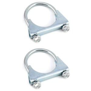 QWORK U-볼트 머플러 팁 배기 후크, 2-1/4인치 OD 2Pcs 스테인리스 스틸 범용 소음기 배기 클립