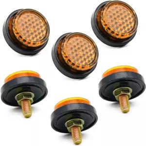 6피스 리플렉터 원형 미니 장식 - 볼트 및 너트 M5 나사 태그 오토바이 자전거 번호판용 노란색