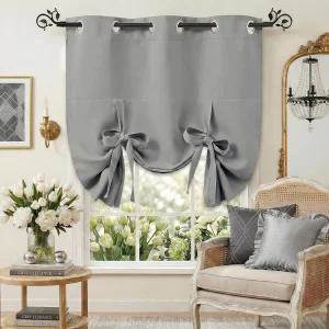 창문용 포니 댄스 작은 커튼 장식용 열 넥타이 그늘막 침실/주방용 길이 조절 가능한 밸런스 풍선 블라인드