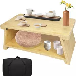 바닥 테이블 제단 오동나무 접이식 디자인 일본식 다다미 테이블(대나무 색상)에 앉을 수 있는 낮은 명상