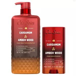 올드 스파이스 연금술사 컬렉션 바디 워시 알루미늄 프리 데오드란트 번들 남성용 카다멈 앰버 우드 향
