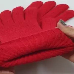 터치 니트장갑 빨강 골지장갑
