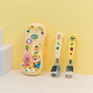 [홈앤키즈]뽀로로 큐티세트 홈플레이 스푼포크케이스 3P세트 어린이집 유치원 유아수저 휴대용 소풍