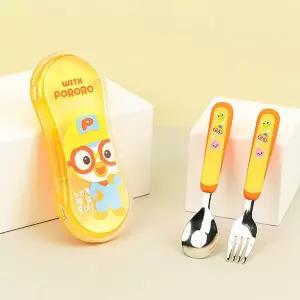 [홈앤키즈]뽀로로 수저세트 더블컬러 큐티 스푼포크케이스 3P세트 어린이집 유치원 휴대용 소풍 유아