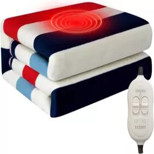 전기 담요 패드 더블 바디 더 두꺼운 열선 던지기 매트리스 온도 조절기 타이머 겨울용 따뜻하고 편안한