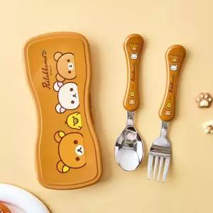 [꼬마스타]리락쿠마 뉴 스푼포크 케이스세트(해피)-브라운