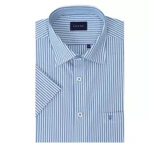 [롯데백화점]예작 일반핏 런던스트라이프 반팔 셔츠 YJFMBR212_BL