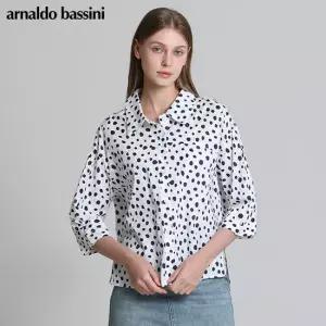 아날도바시니 코튼 달마시안 도트 7부 카라 셔츠