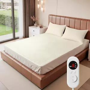 온열 매트리스 패드 트윈 사이즈 전기 부드러운 담요 침대 히터 시트 8가지 난방 1/2/10시간 자동 차단