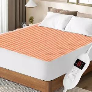 Ayge 온열 매트리스 패드 트윈 사이즈 자동 차단 전기 커버 깊은 포켓 세탁기 사용 가능 흰색이 된 침대