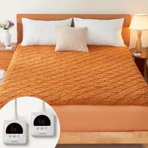 전기 온열 매트리스 패드 킹사이즈 듀얼 컨트롤 78x80IN 셰르파 따뜻한 겨울 딥 포켓 6 열 19시간 타이머