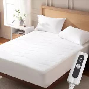 온열 매트리스 패드 트윈 퀼트 전기 침대 워머 싱글 컨트롤러 6가지 열 10시간 자동 꺼짐 17인치 딥 포켓