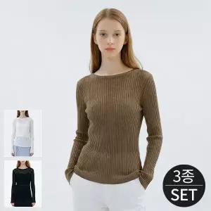 [로코엘라]페리 루즈핏 시스루 여성 라운드 니트 3종세트_P421364555