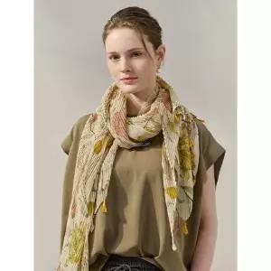 [엠그라프]보태니컬 플로럴 플리츠 태슬 스카프_P421366665
