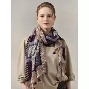 [엠그라프]패치워크 믹스 패턴 플리츠 태슬 스카프_P421366676