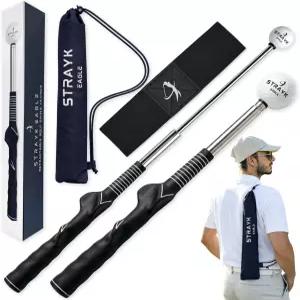 STRAYK EAGLETM의 접이식 골프 스윙 트레이너 - 방청 금속 샤프트 미끄럼 방지 고무 그립 자세 지지 훈련