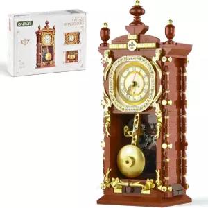 레트로 시계 빌딩 세트 회전 기어가 있는 빈티지 진자 모델 홈 데코 기계식 블록 소년 소녀용 선물 8 751개